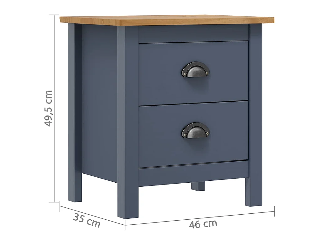 Tables de chevet Hill 2 pcs Gris 46x35x49,5 cm Bois de pin