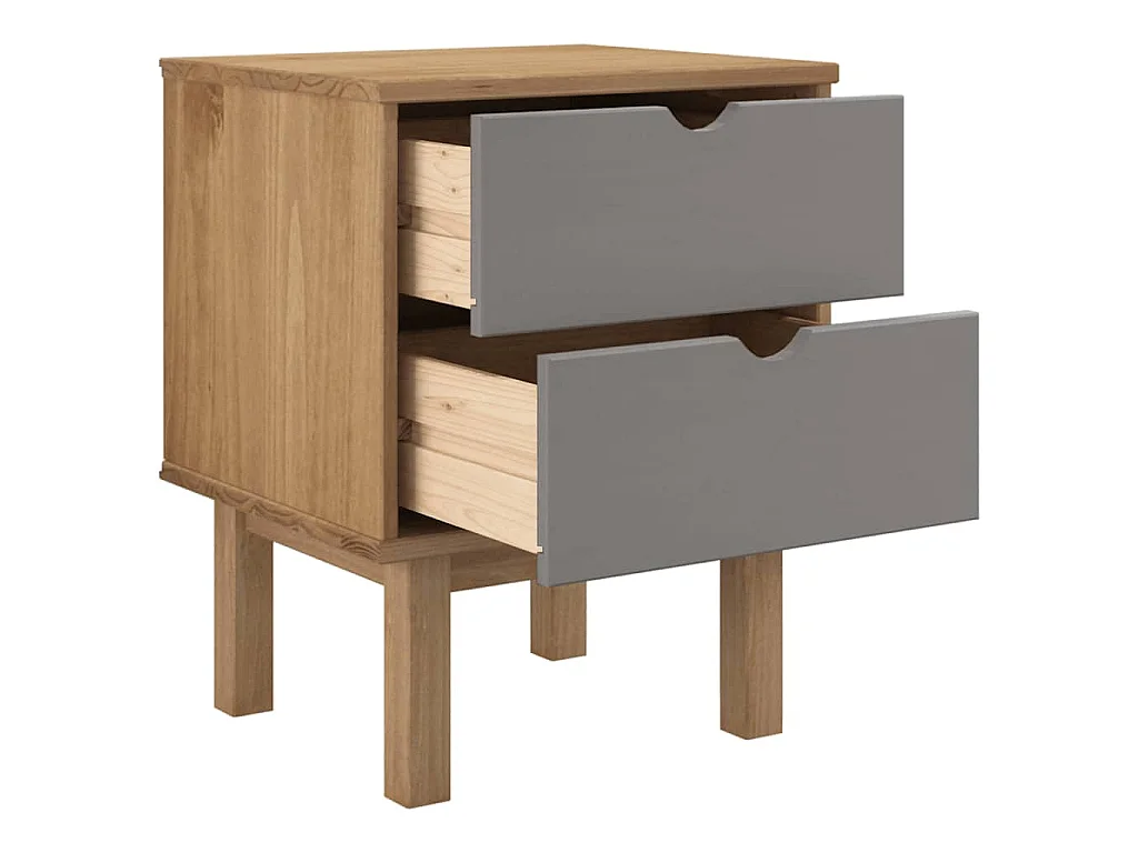 Mesa de cabeceira OTTA 45x39x57 cm pinho maciço castanho/cinza