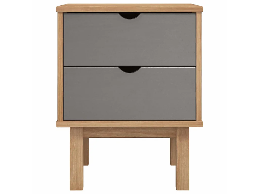 Table de chevet OTTA marron et gris 45x39x57 cm bois pin massif
