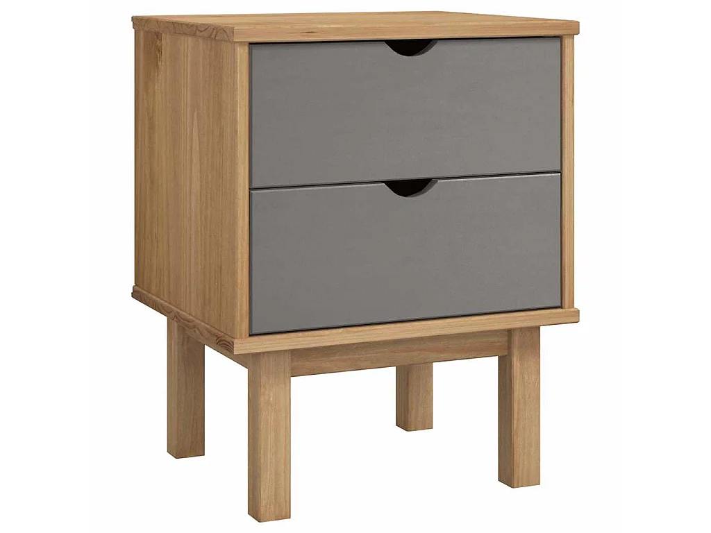 Table de chevet OTTA marron et gris 45x39x57 cm bois pin massif