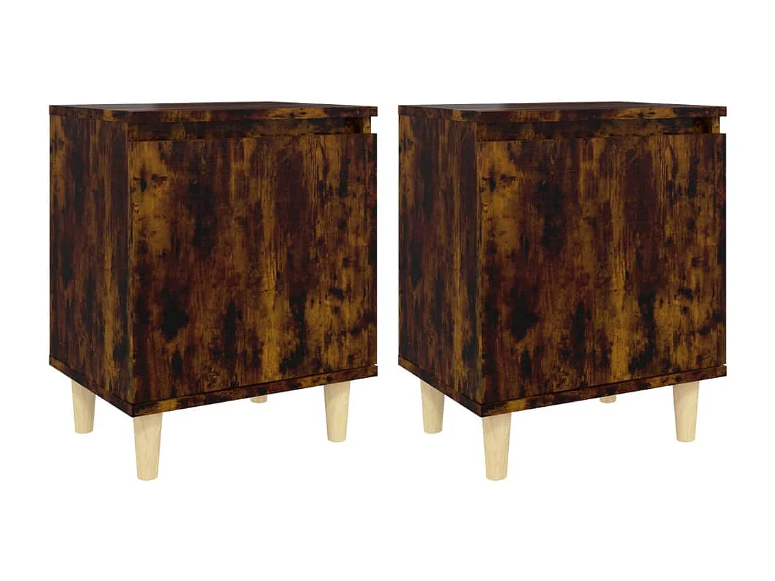 Tables de chevet et pieds en bois 2 pcs Chêne fumé 40x30x50 cm