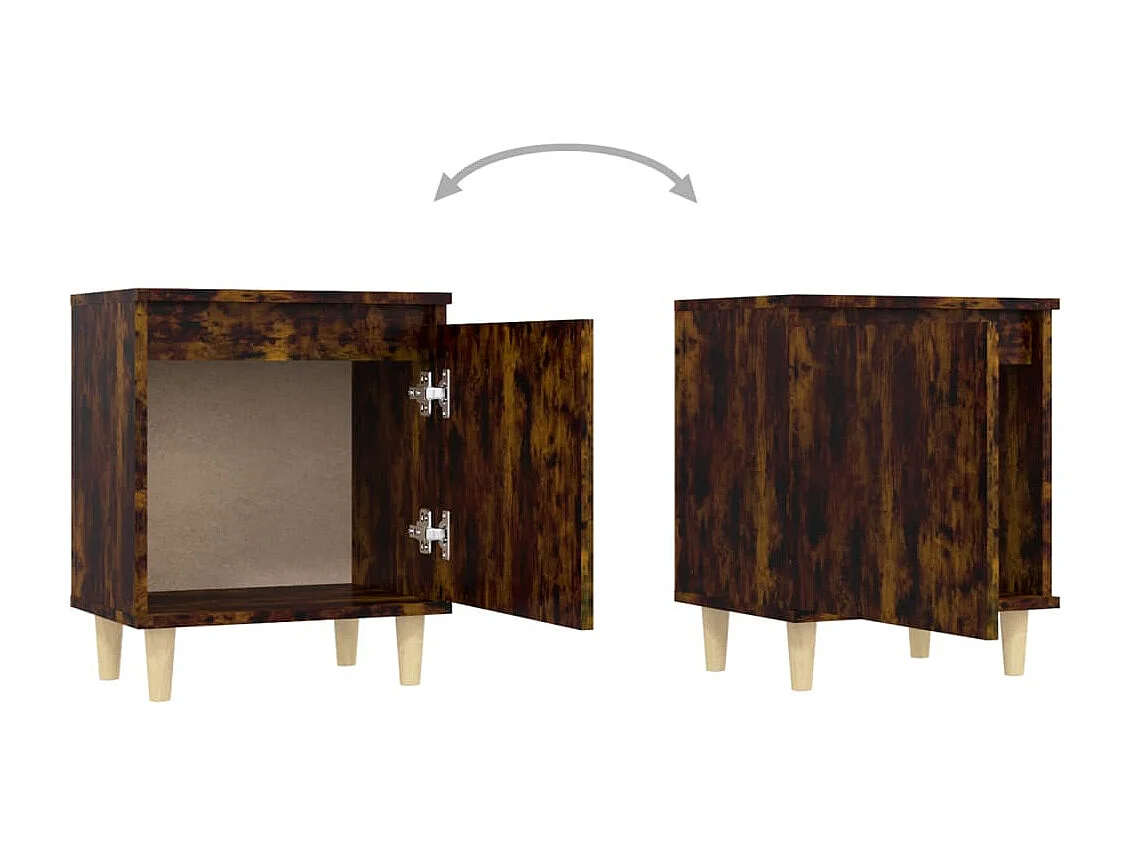 Tables de chevet et pieds en bois 2 pcs Chêne fumé 40x30x50 cm