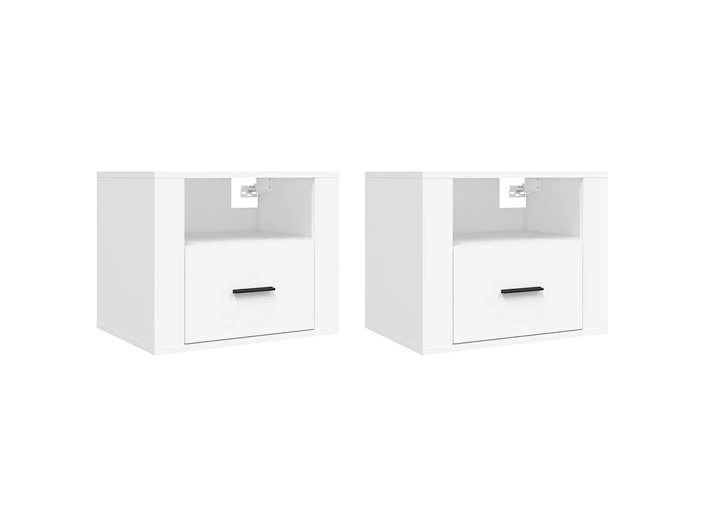 Mesitas de noche de pared 2 uds blanco 50x36x40 cm
