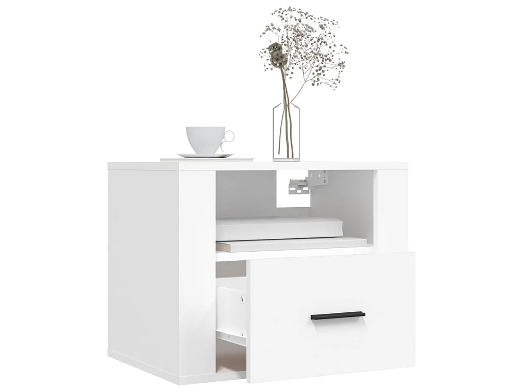 Mesitas de noche de pared 2 uds blanco 50x36x40 cm