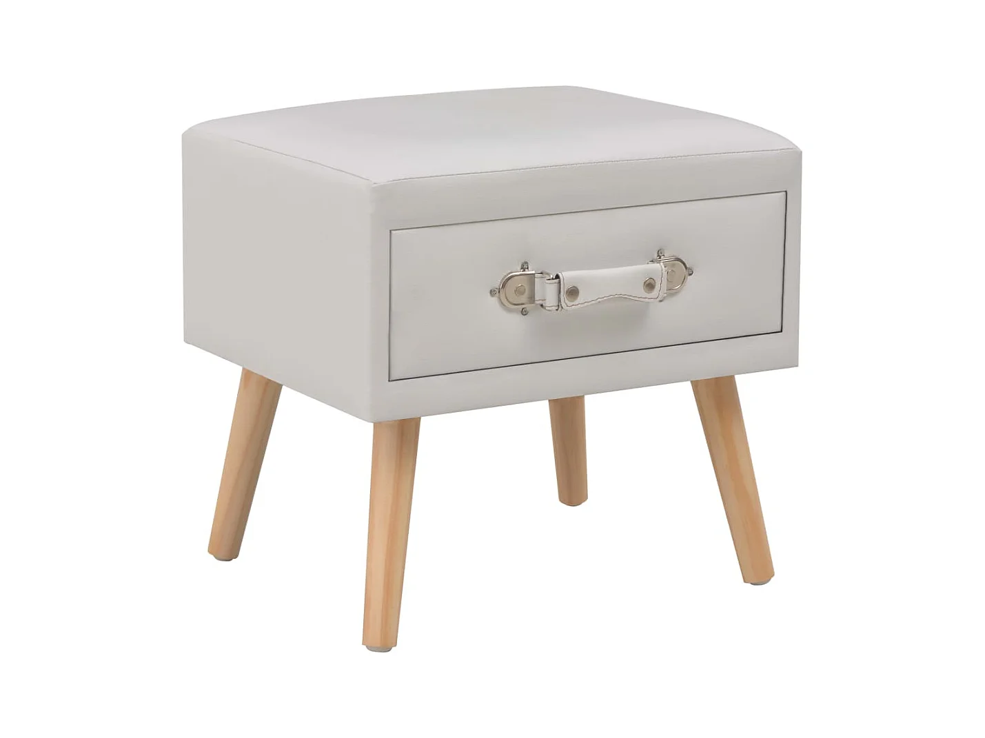 Comodino Bianco 40x35x40 cm in Similpelle