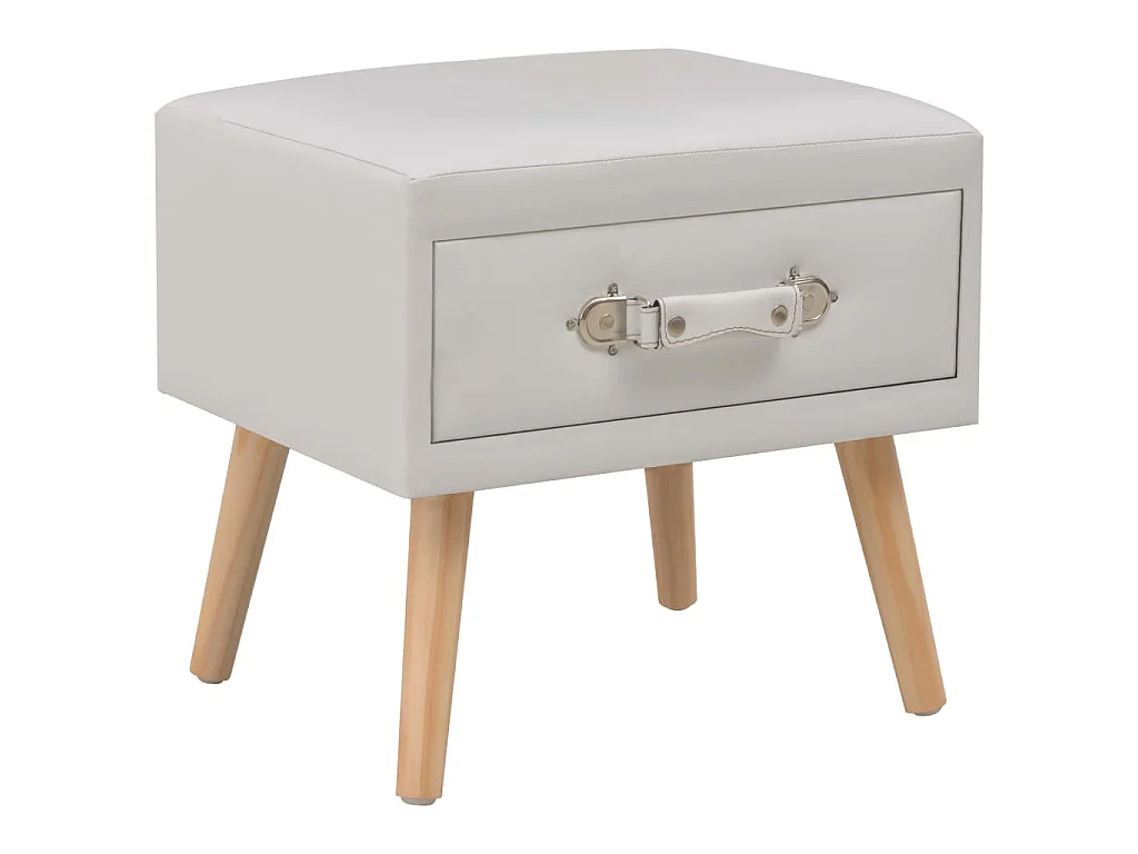 Mesa-de-cabeceira 40x35x40 cm couro artificial branco