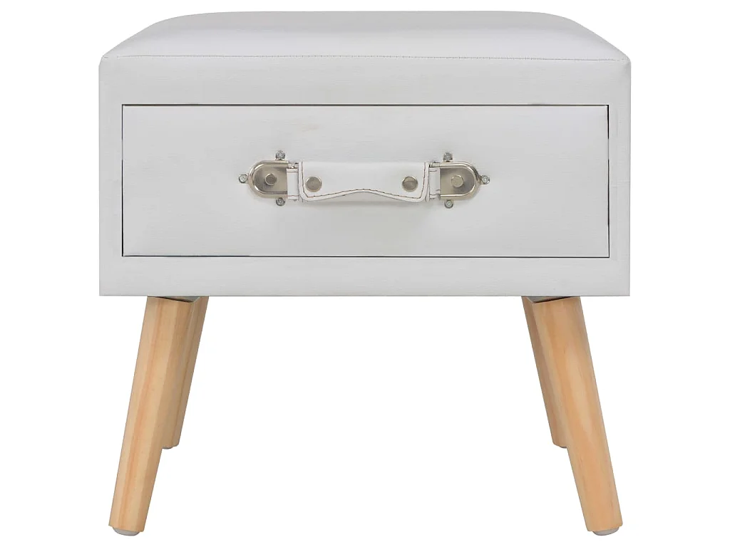 Mesa-de-cabeceira 40x35x40 cm couro artificial branco