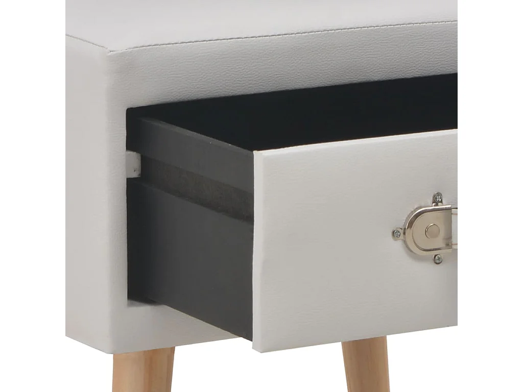 Mesa-de-cabeceira 40x35x40 cm couro artificial branco