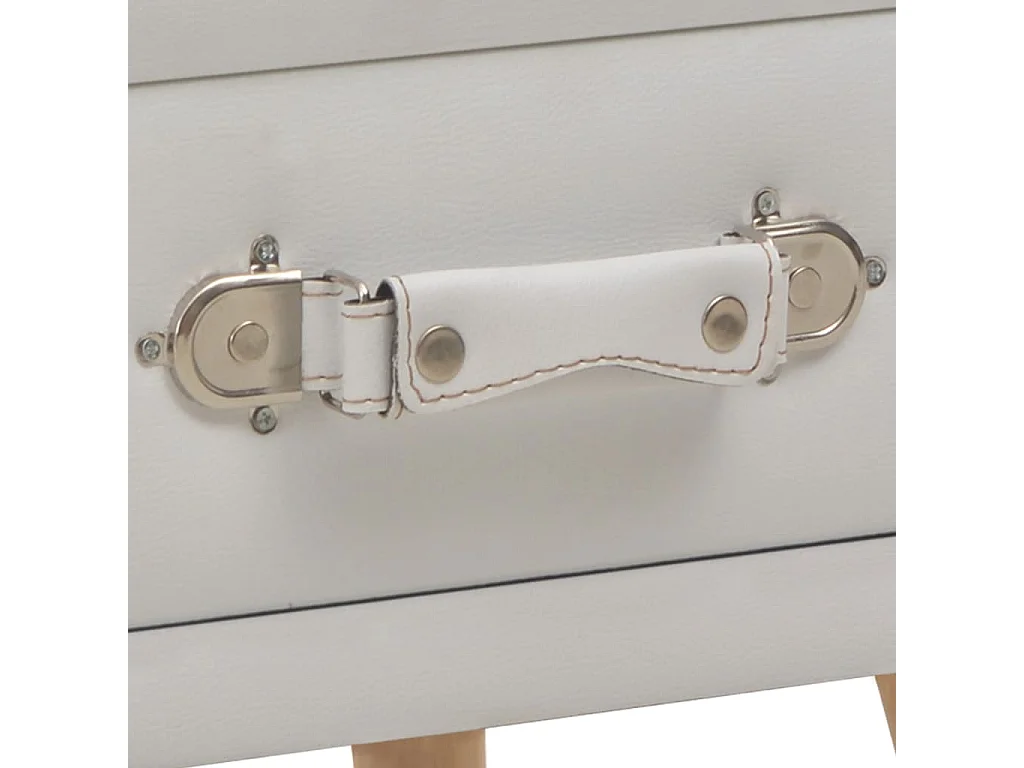 Mesa-de-cabeceira 40x35x40 cm couro artificial branco