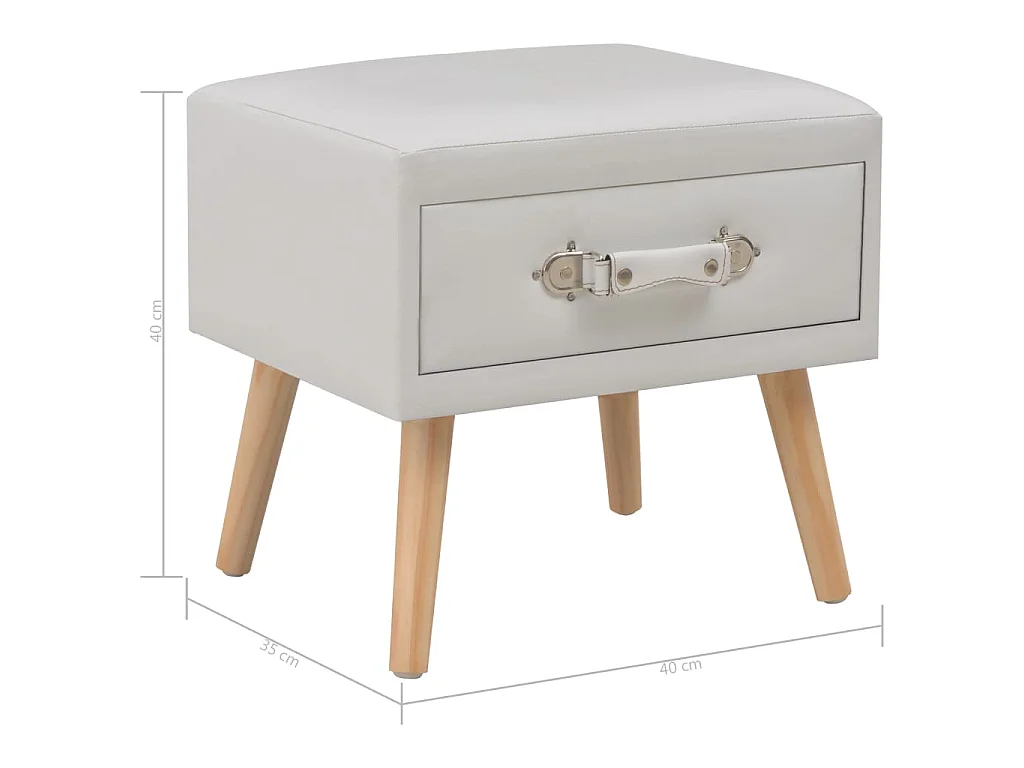 Mesa-de-cabeceira 40x35x40 cm couro artificial branco