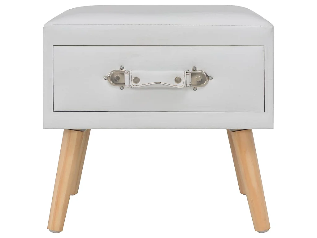 Table de chevet Blanc 40x35x40 cm Similicuir