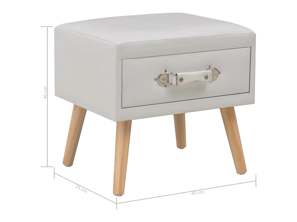 Table de chevet Blanc 40x35x40 cm Similicuir