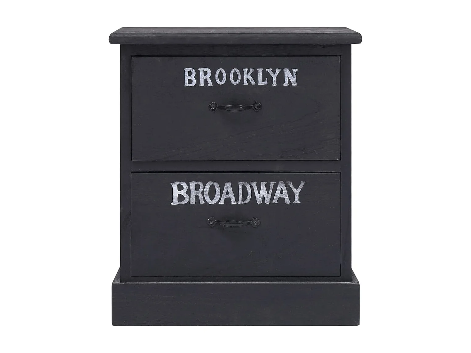 Table de chevet Noir 38 x 28 x 45 cm Bois de Paulownia