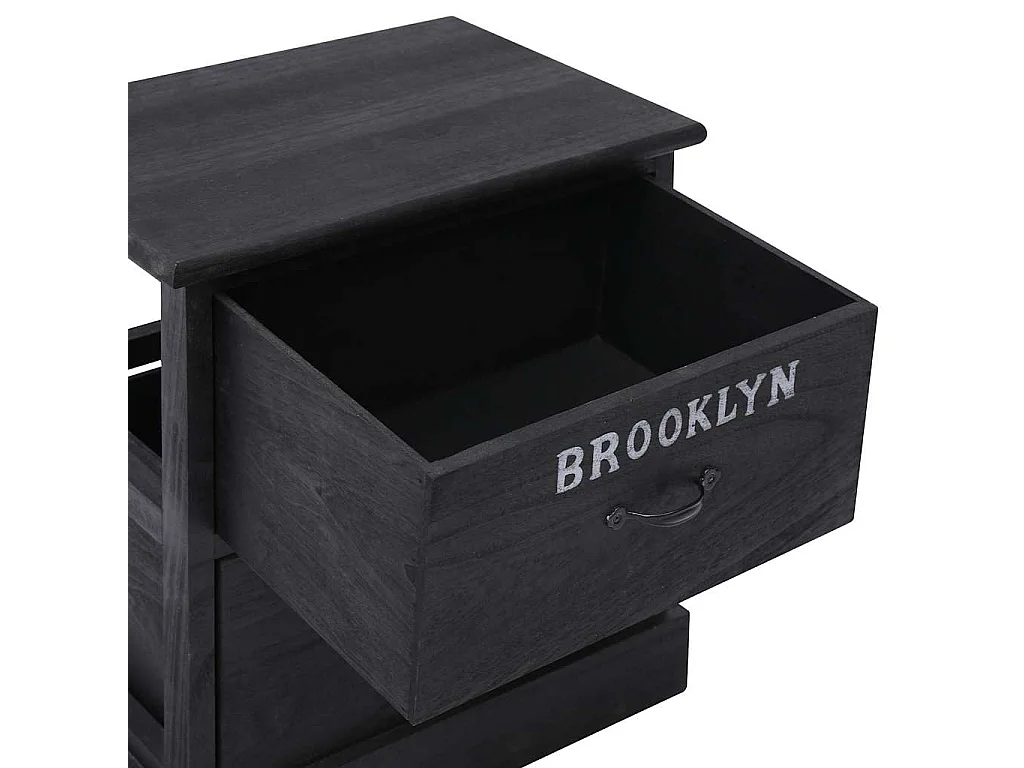 Table de chevet Noir 38 x 28 x 45 cm Bois de Paulownia