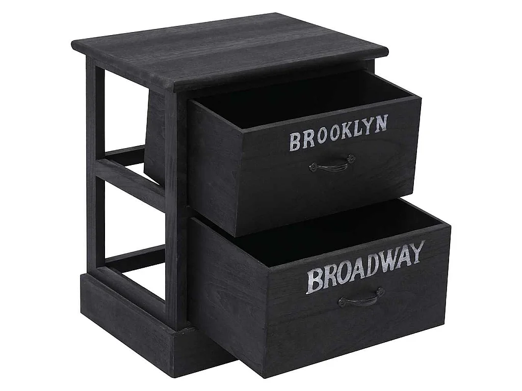 Table de chevet Noir 38 x 28 x 45 cm Bois de Paulownia