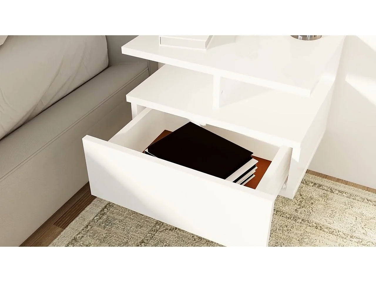 Tables de chevet flottantes 2 pcs Blanc 40x31x27 cm Aggloméré