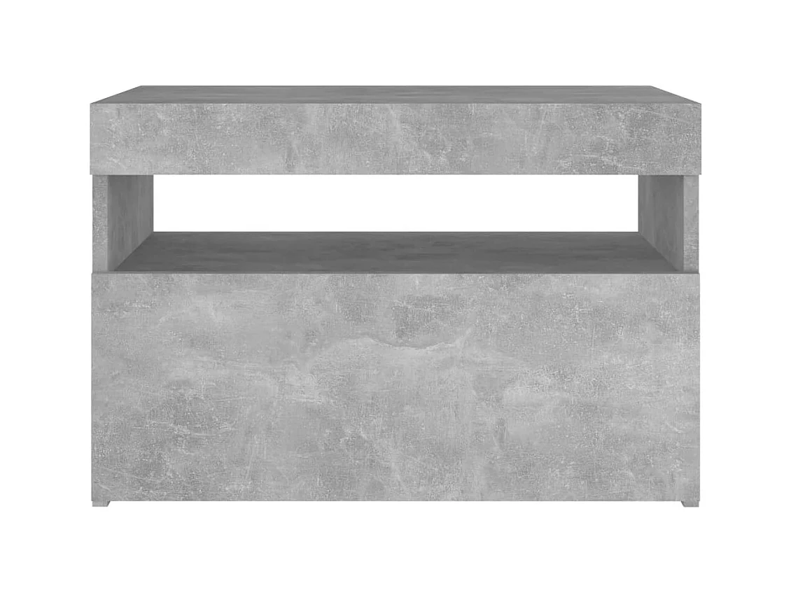 Table de chevet avec lumières LED gris béton 60x35x40 cm