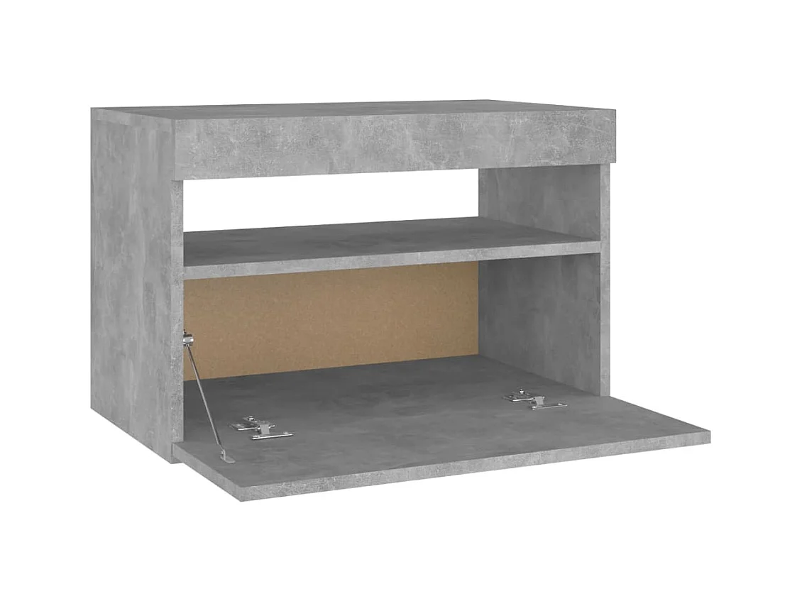 Table de chevet avec lumières LED gris béton 60x35x40 cm