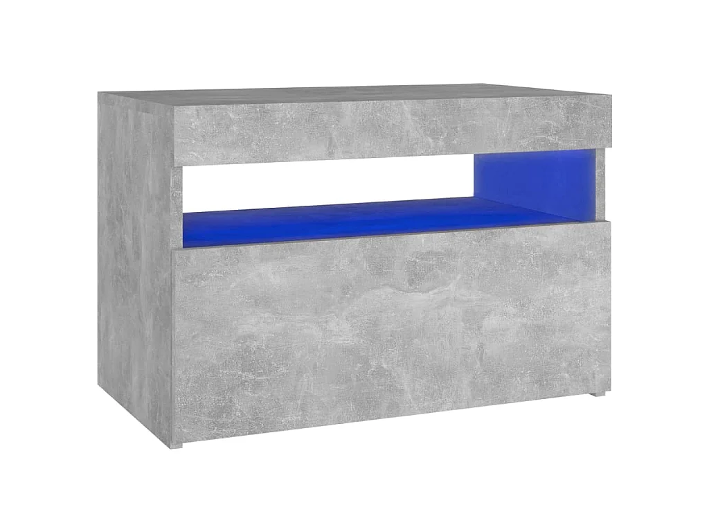 Comodino con Luci LED Grigio Cemento 60x35x40 cm
