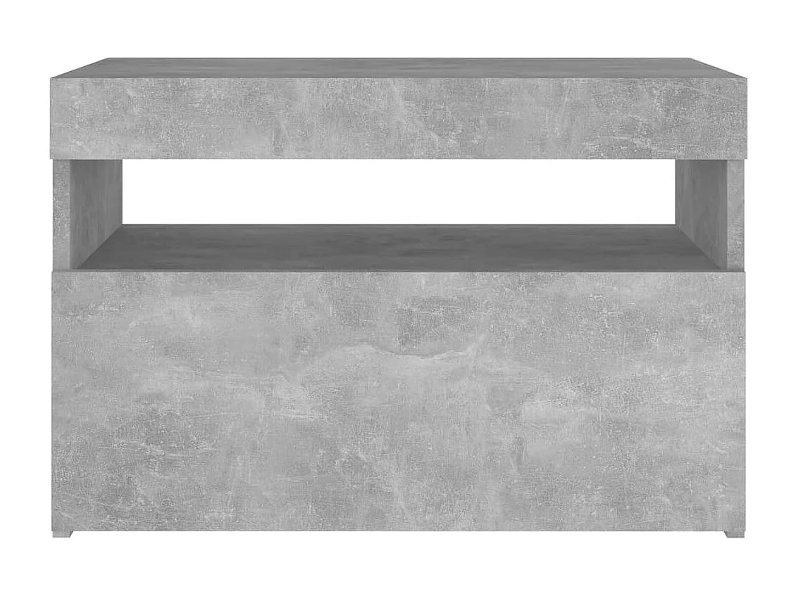 Comodino con Luci LED Grigio Cemento 60x35x40 cm