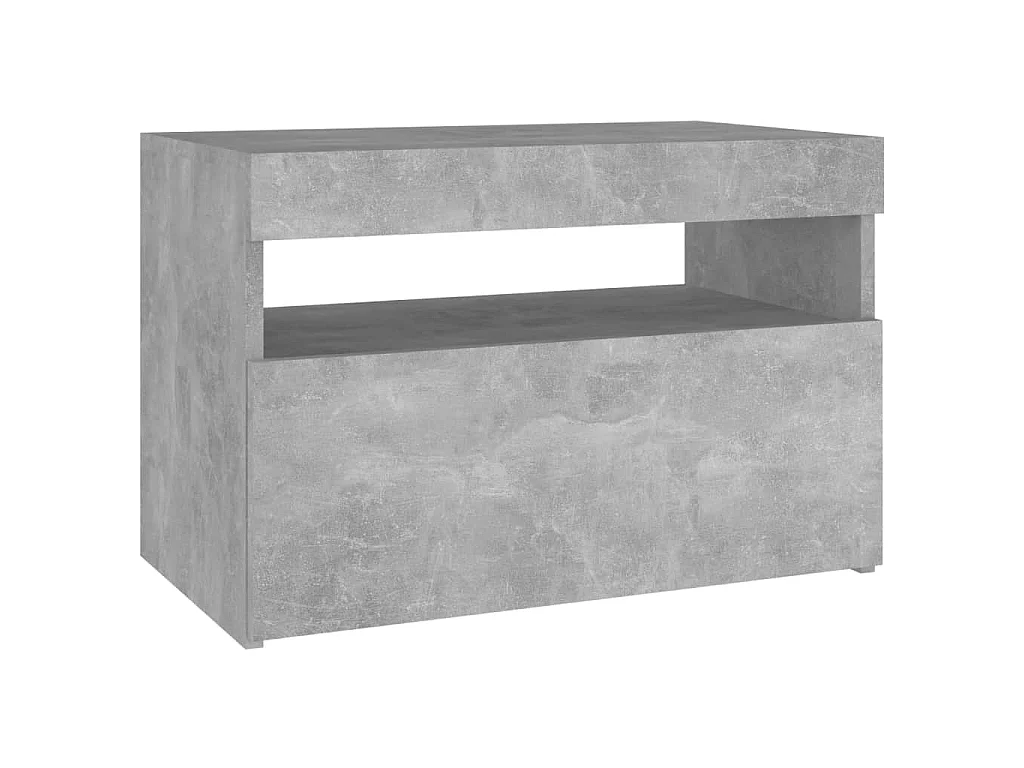 Comodino con Luci LED Grigio Cemento 60x35x40 cm