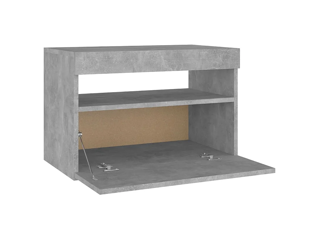Comodino con Luci LED Grigio Cemento 60x35x40 cm