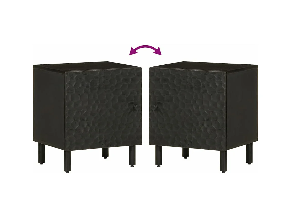 Tables de chevet 2 pcs noir 40x33x46 cm bois de manguier solide