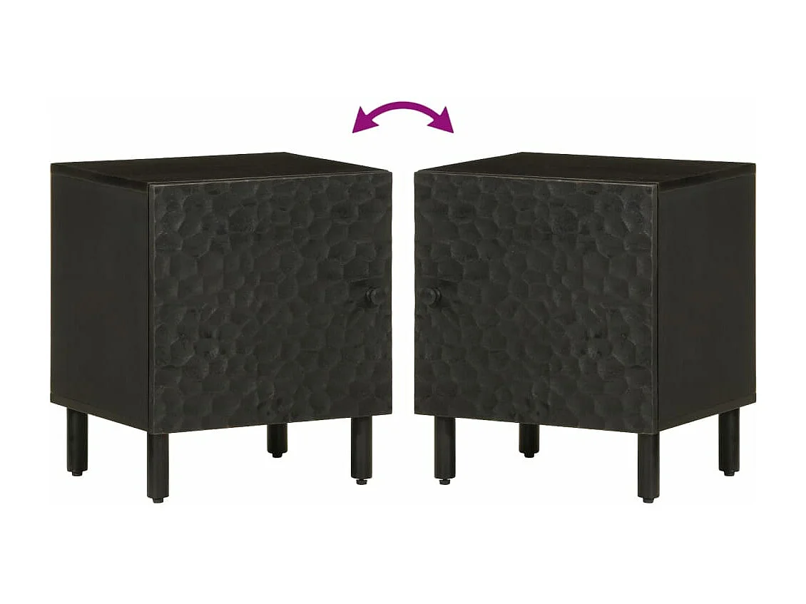 Nachtkastjes 2 st 40x33x46 cm massief mangohout zwart
