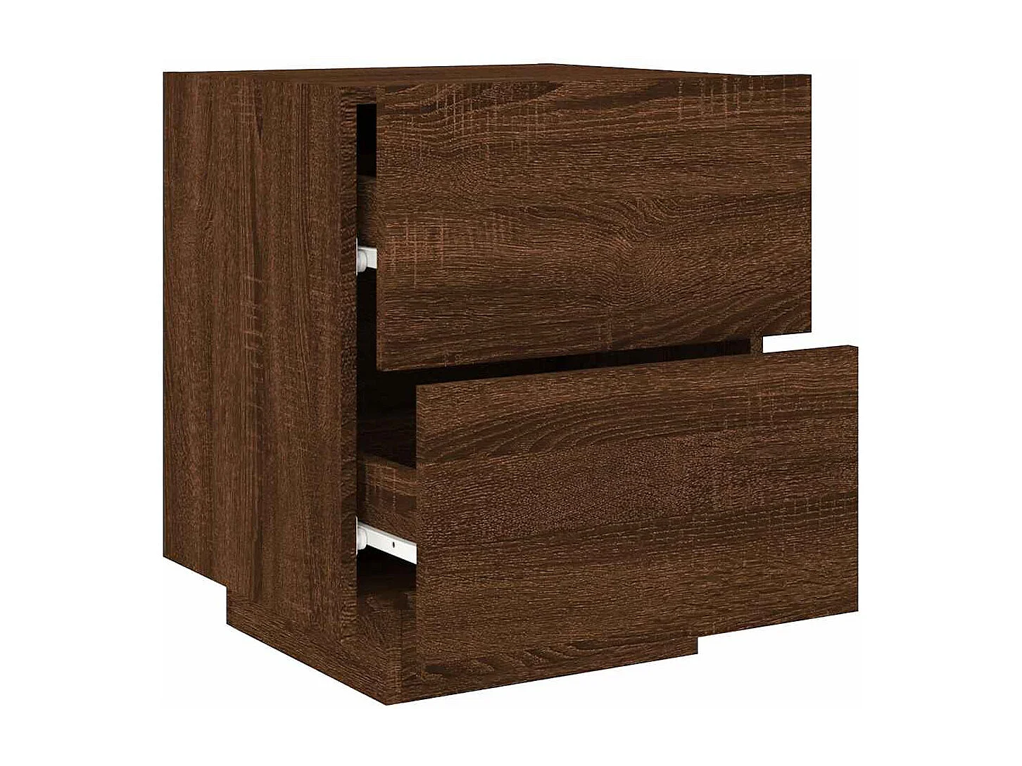 Comodino con Luci LED Rovere Marrone in Legno Multistrato