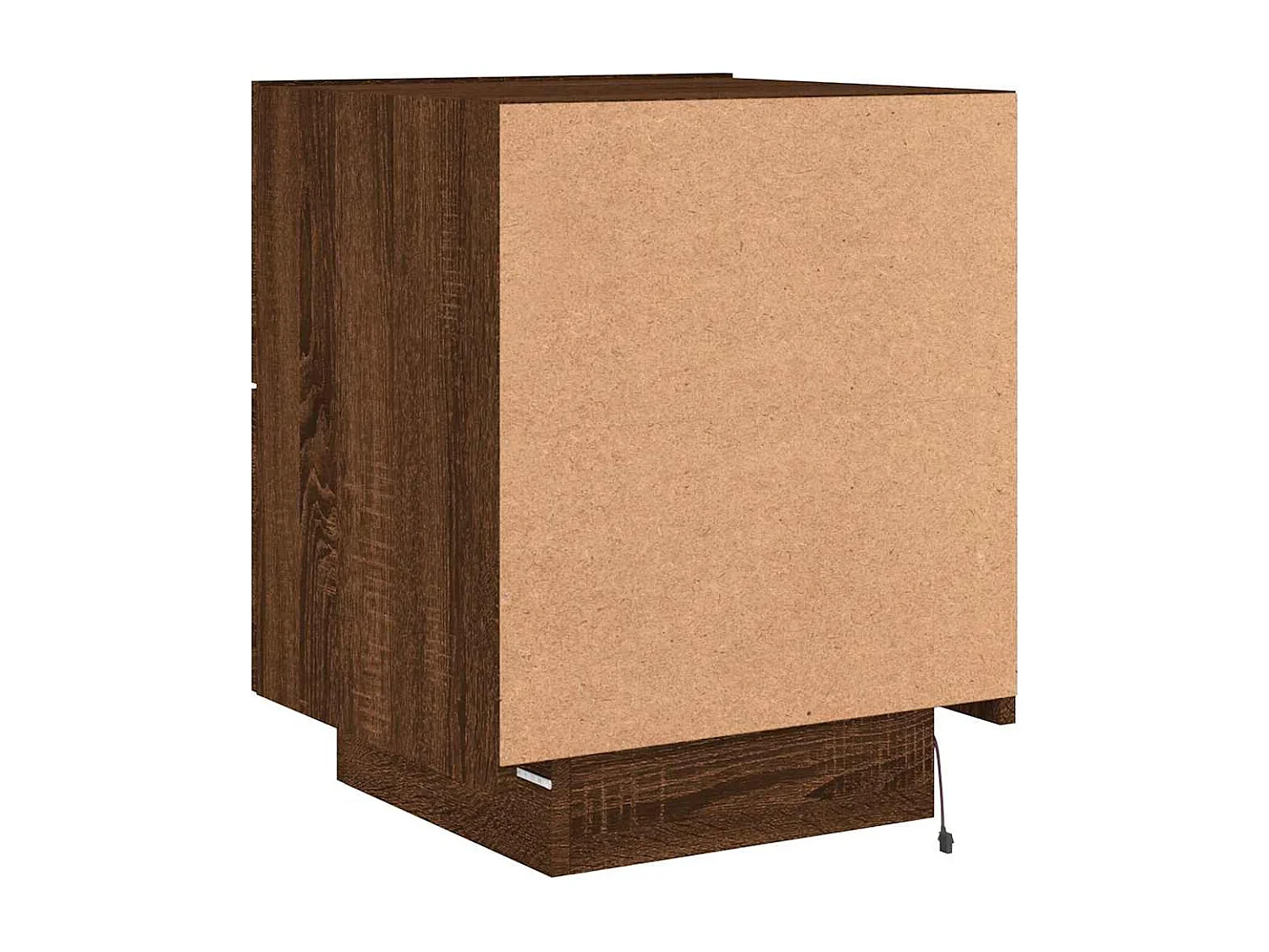 Comodino con Luci LED Rovere Marrone in Legno Multistrato