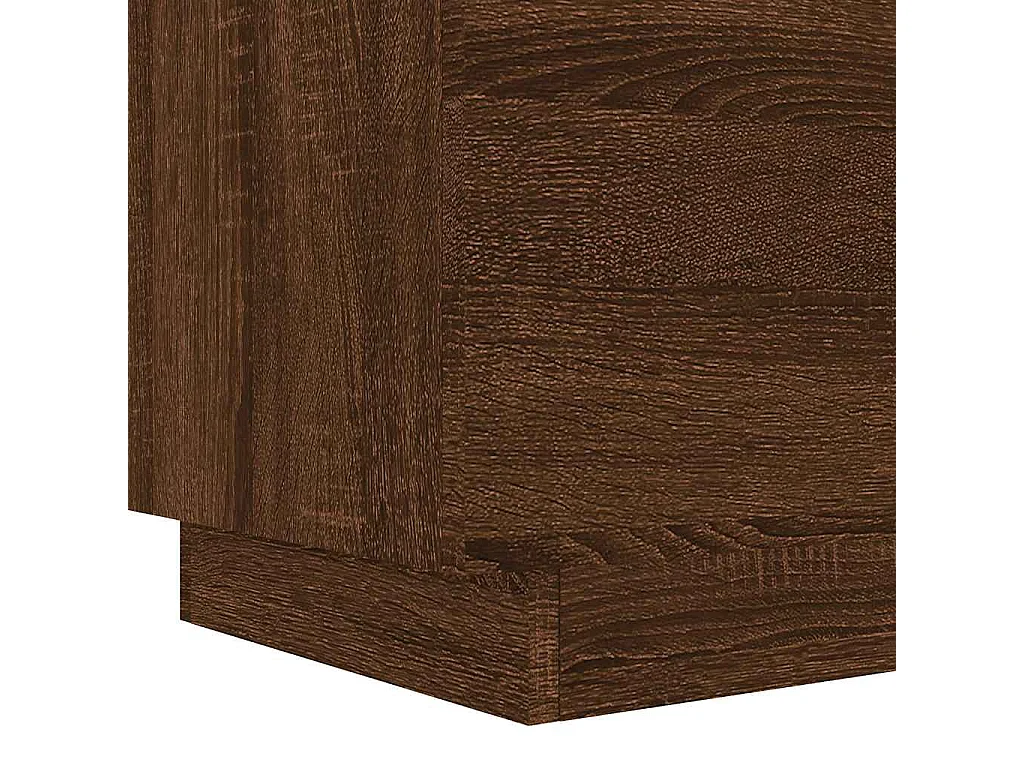 Comodino con Luci LED Rovere Marrone in Legno Multistrato
