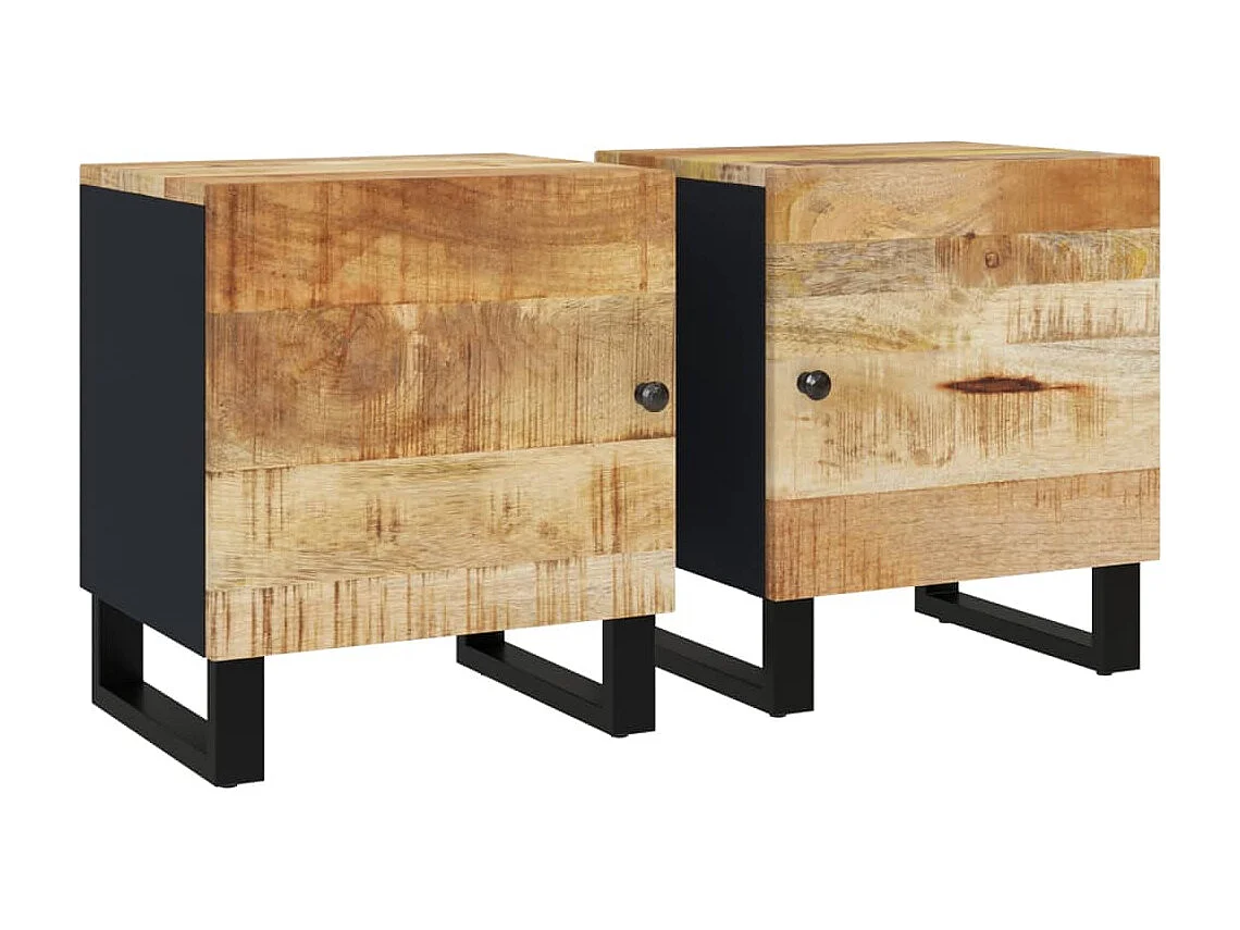Comodini 2pz 40x33x46 cm in Legno Massello di Mango