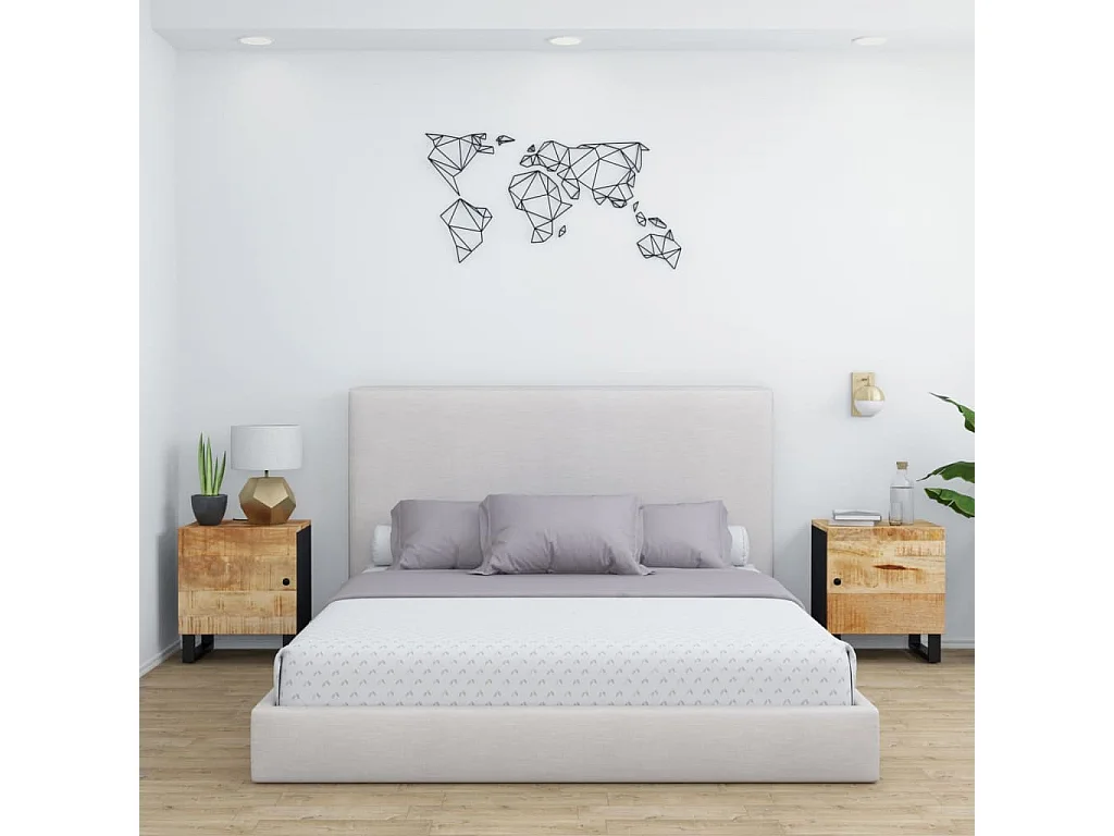 Comodini 2pz 40x33x46 cm in Legno Massello di Mango
