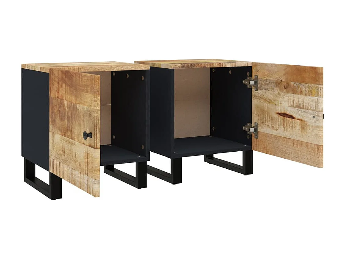 Comodini 2pz 40x33x46 cm in Legno Massello di Mango