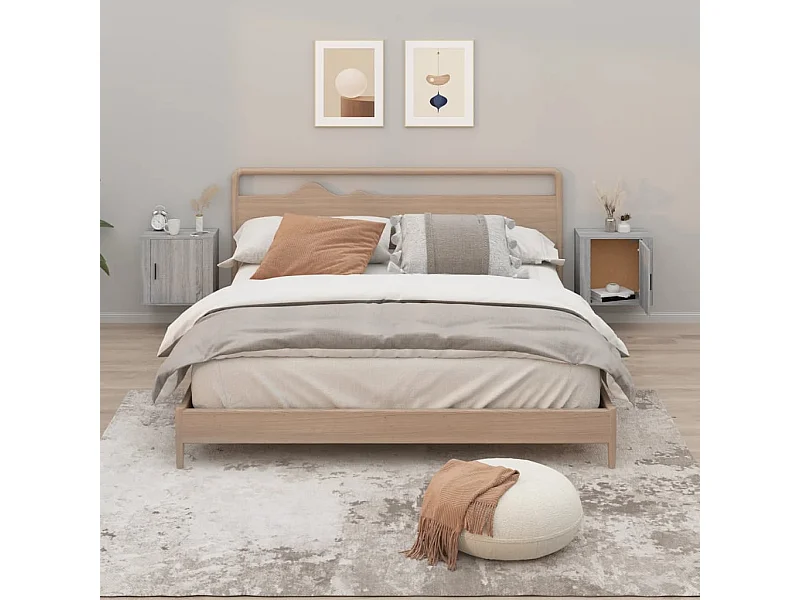 Mesas de cabeceira de parede 2 pcs 50x30x47 cm cinzento sonoma