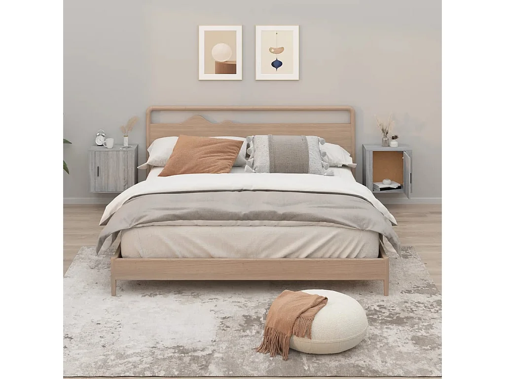 Wand-Nachttische 2 Stk. Grau Sonoma 50x30x47 cm
