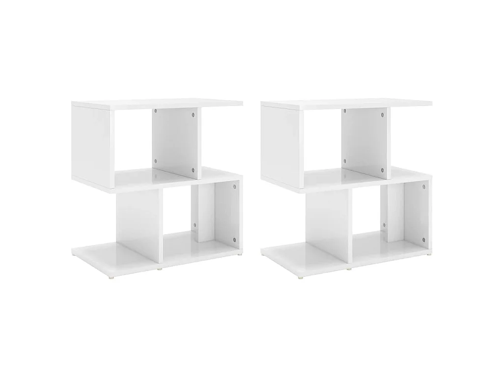 Tables de chevet 2 pcs blanc brillant bois d'ingénierie