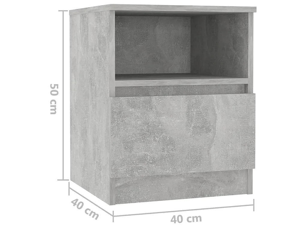 Mesa de cabeceira 40x40x50cm derivados de madeira cinza cimento