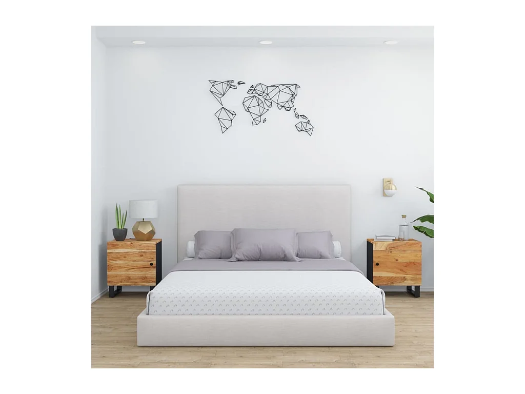 Comodini 2pz 40x33x46 cm in Legno Massello di Acacia
