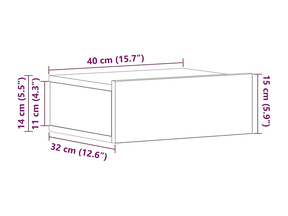 Tables de chevet flottantes 2 pcs Sonoma gris 40x30x15 cm