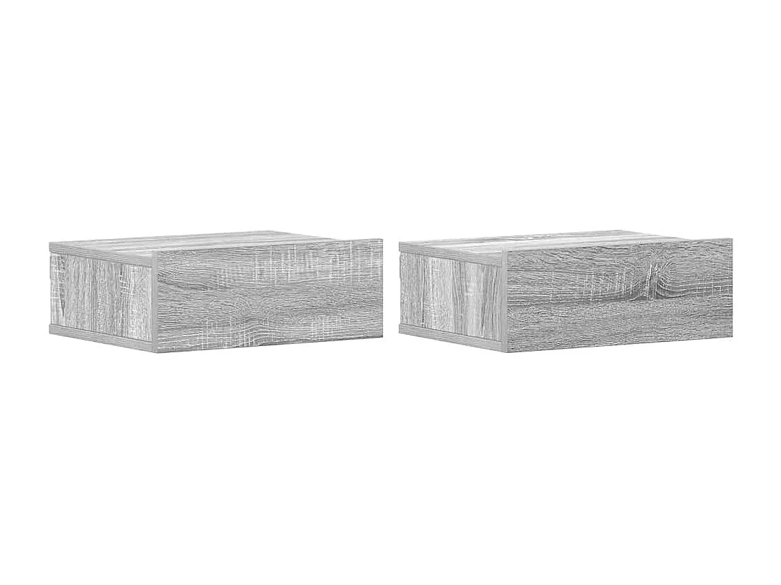 Comodini Pensili Grigio Sonoma 2pz 40x30x15cm Legno Multistrato