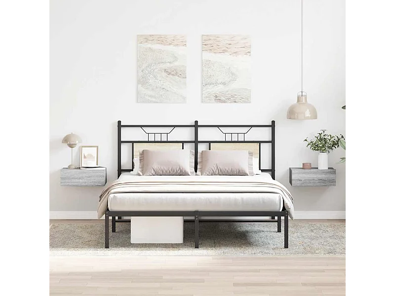 Nachtkastjes 2 st zwevend 40x30x15 cm bewerkt hout grijs sonoma