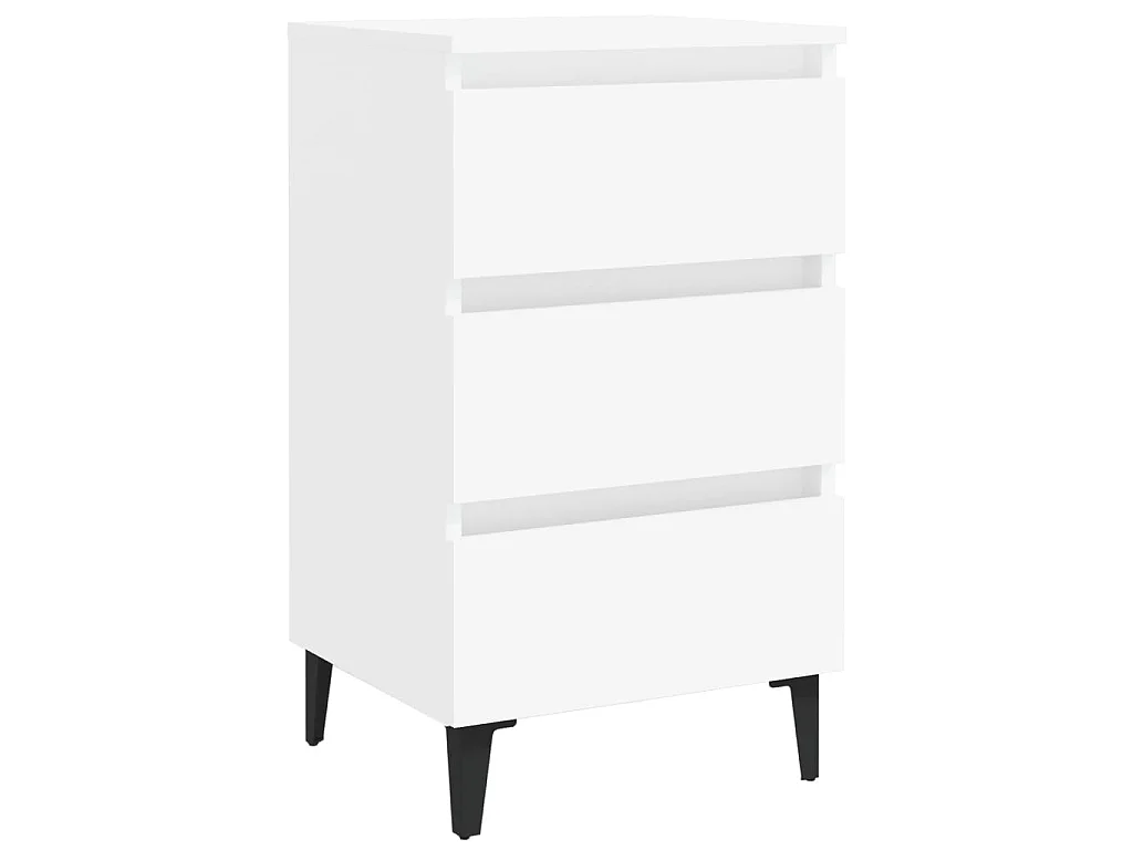Comodino con Gambe in Metallo Bianco 40x35x69 cm