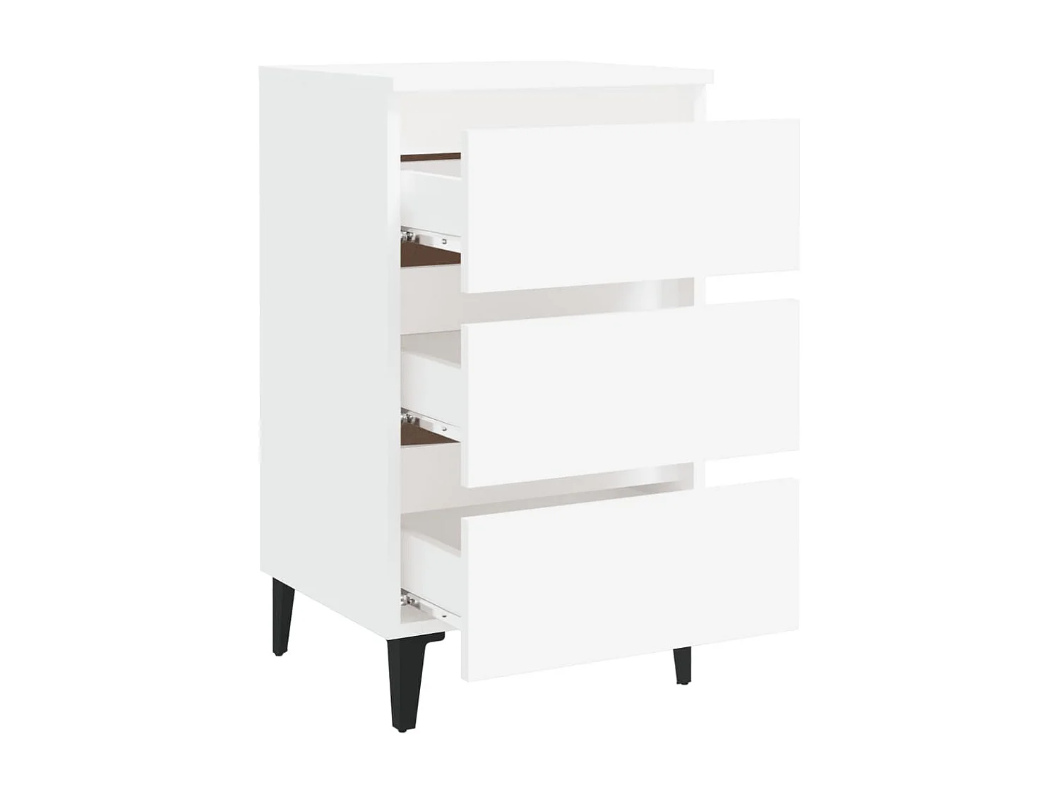 Comodino con Gambe in Metallo Bianco 40x35x69 cm
