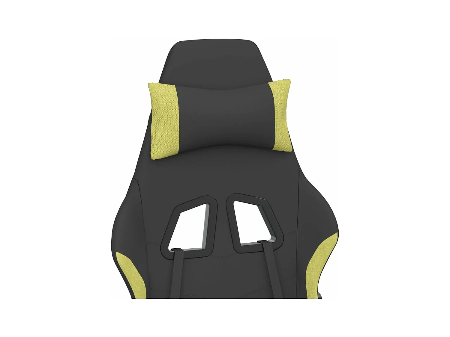 Sedia da Gaming con Poggiapiedi Nero e Verde Chiaro in Tessuto