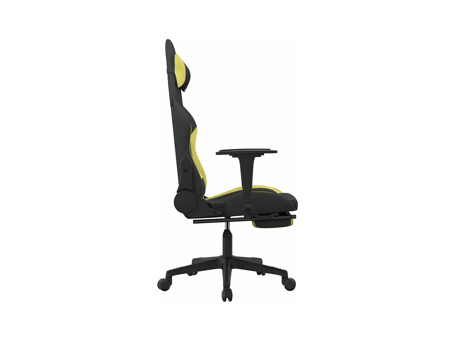Sedia da Gaming con Poggiapiedi Nero e Verde Chiaro in Tessuto