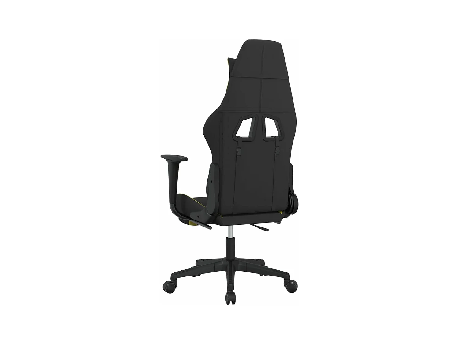 Sedia da Gaming con Poggiapiedi Nero e Verde Chiaro in Tessuto