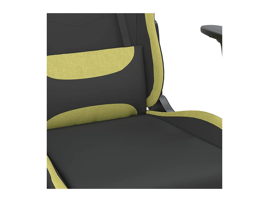 Sedia da Gaming con Poggiapiedi Nero e Verde Chiaro in Tessuto