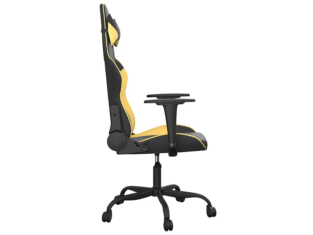 Silla gaming de masaje cuero sintético negro y dorado