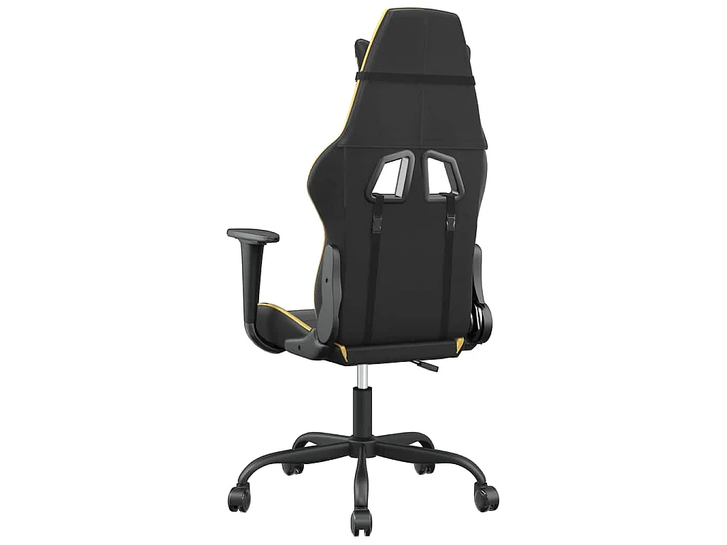 Silla gaming de masaje cuero sintético negro y dorado